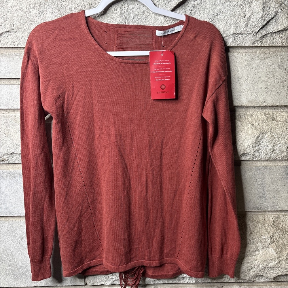 STICHES & STRIPES WOMES SMALL BIANCA EYELASH‎ BACK SWEATER Rust Color